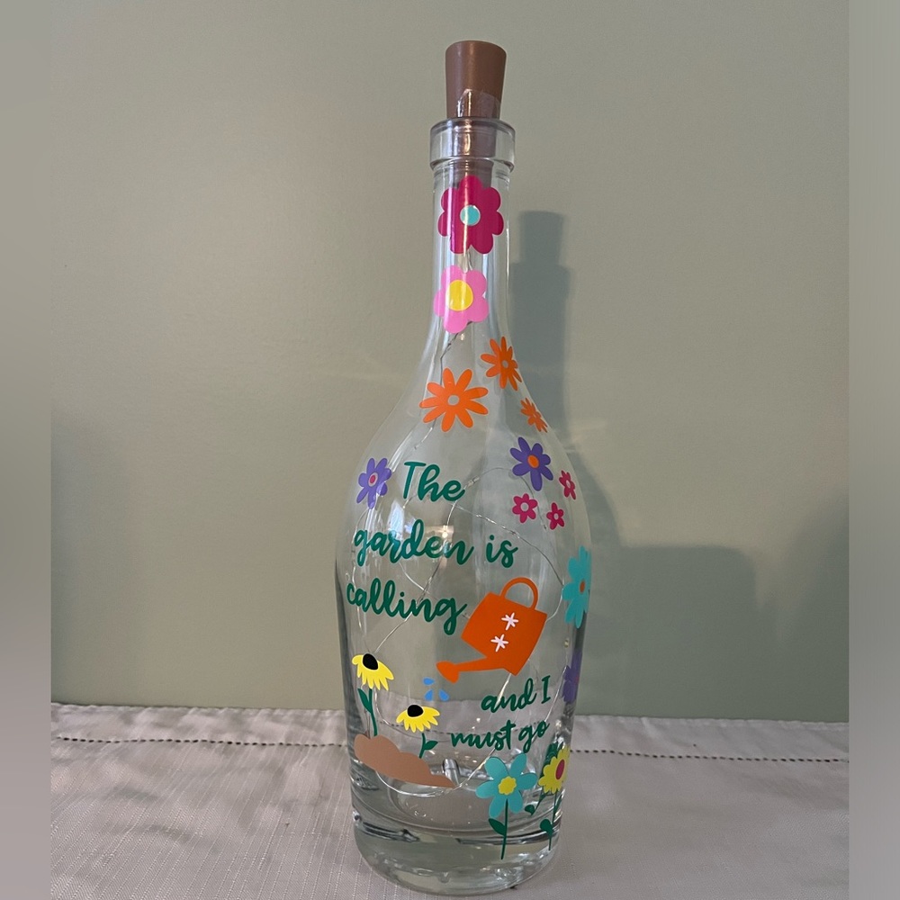 Decorated Bottles, Wine Bottles - The Garden Is Calling And I Must Go